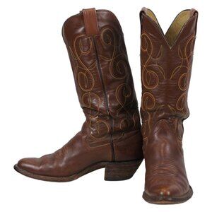 Sanders 16" Tall Western Cowboy Boots Music Stitching Handcrafted Men's 9.5 D